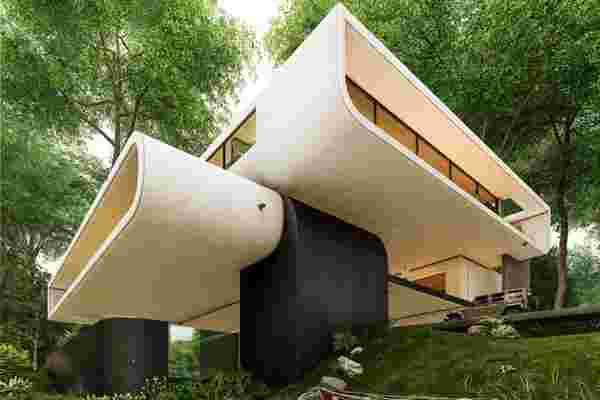 This 3D architectural design envisions a modernist villa designed for a family of five in the hills of San Sebastián, Spain!