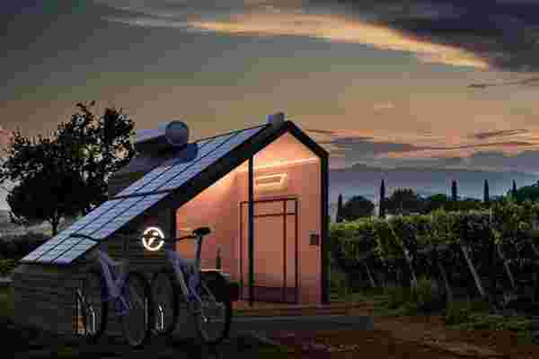 This solar-powered tiny house has an integrated e-bike system to boost sustainable local tourism!