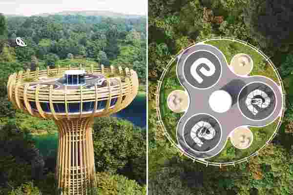 This sustainable “vertiport” powered by photovoltaic panels will use air taxis to boost eco-tourism!