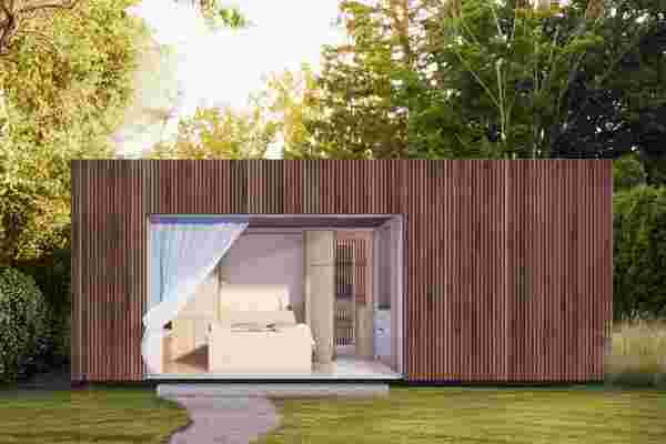 This prefab tiny home is made sustainably from cross-laminated timber & gives major Japandi vibes!