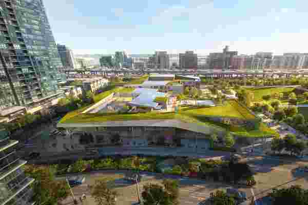This $65 million dollar campus in Toronto is a community space with a green roof & solar panels!