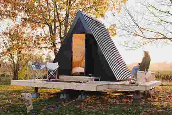 This tiny A-frame cabin can be transported anywhere for a spontaneous escape to nature!